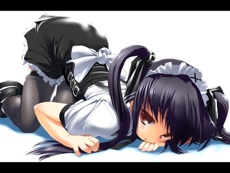 kooh (pangya), pangya, tagme, 1girl, ass, blue hair, brown eyes, female focus, long hair, maid, solo