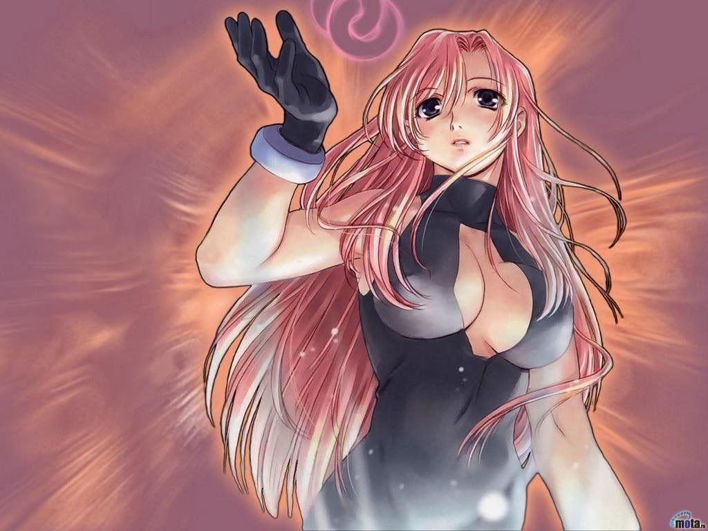 kazami mizuho, onegai teacher, tagme, 00s, 1girl, breasts, cleavage, gloves, large breasts, long hair, pink hair