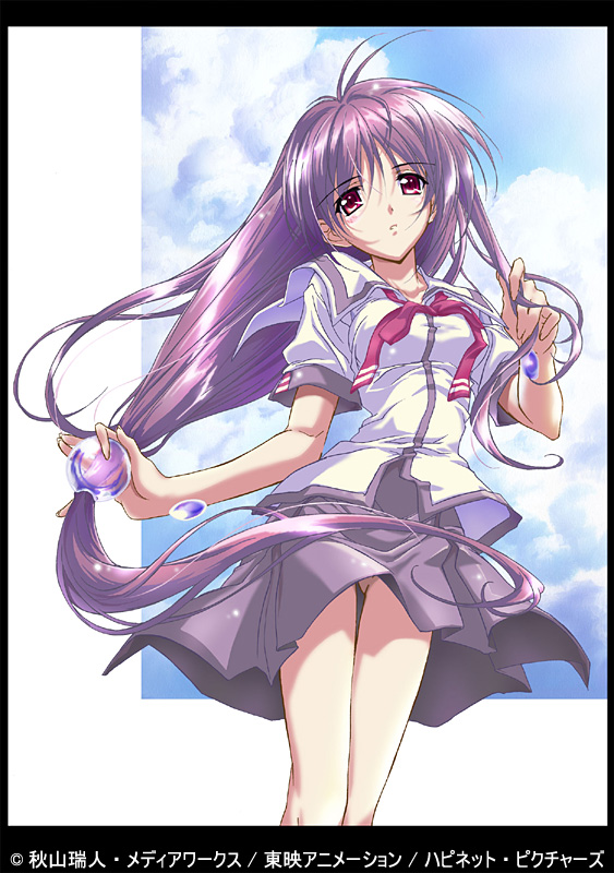 iriya no sora ufo no natsu, tagme, 00s, long hair, purple hair, red eyes