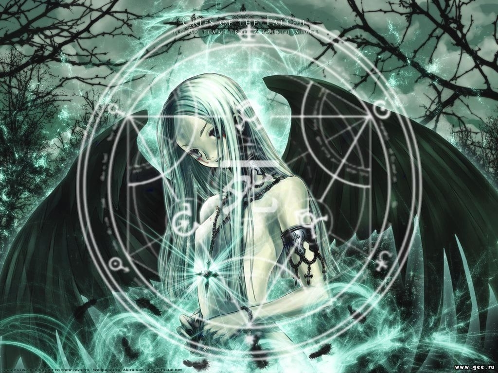 tagme, demon, fallen angel, goth fashion, green hair, long hair