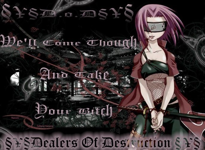 tasaka shinnosuke, haruno sakura, naruto (classic), naruto (series), 1girl, bdsm, blindfold, bondage, bound, bound wrists, female focus, fishnets, ninja, pink hair, short hair, sword, weapon