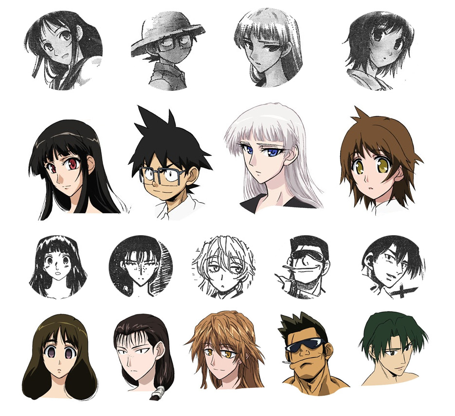 arashiyama sayoko, fushimi yayoi, kaja bergmann, kamigamo jun, murata hideo, sayaka (natsu no arashi), takeshi yamashiro, yamashiro takeshi, yamazaki kanako, yasaka hajime, yayoi fushimi, natsu no arashi!, 00s, 3boys, 6+girls, comic, comparison, everyone, freckles, multiple boys, multiple girls