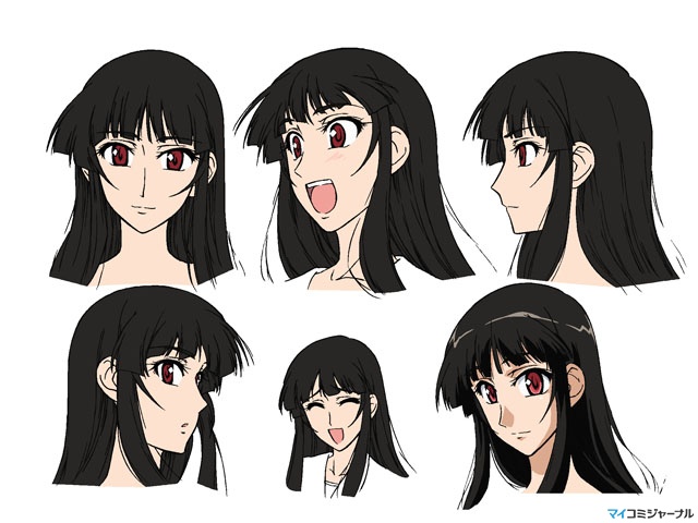 arashiyama sayoko, natsu no arashi!, 00s, blunt bangs, comic, hime cut, long hair, red eyes, school uniform, serafuku