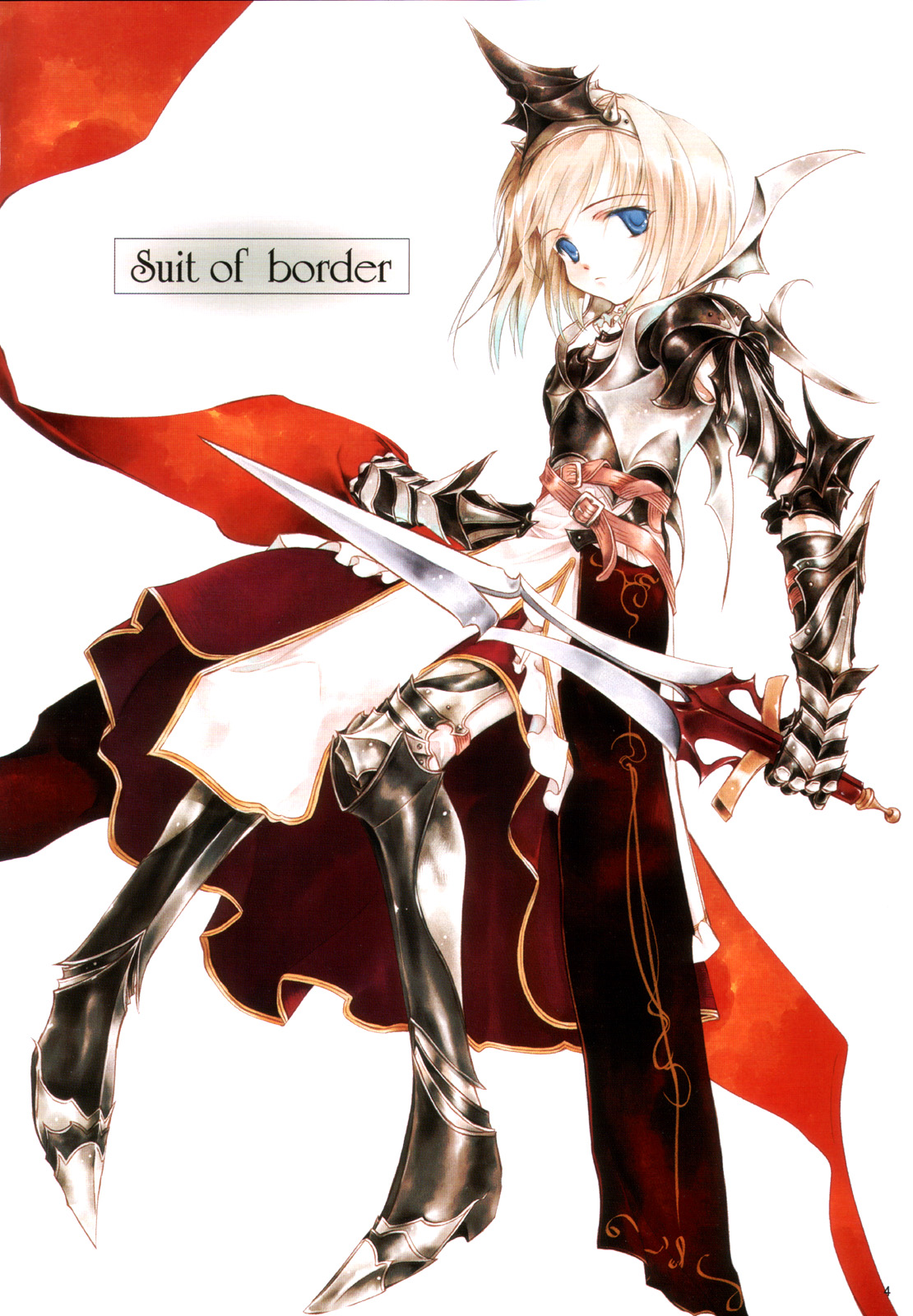 sumi keiichi, original, highres, 1girl, armor, armored dress, dress, female focus, solo, sword, weapon