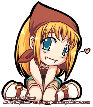 lowres, blonde hair, chibi, green eyes, sitting, smile