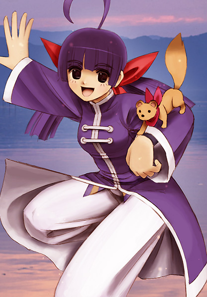 futaba hotaru, itokatsu (garou), snk, the king of fighters, 1girl, blue hair, chinese clothes, twintails