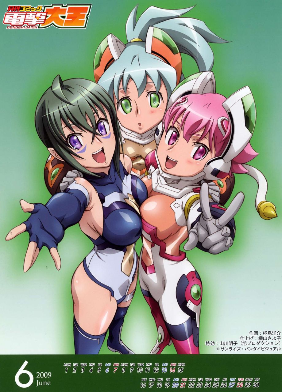 sora wo kakeru shoujo, character request, highres, official art, tagme, 3girls, groin, multiple girls
