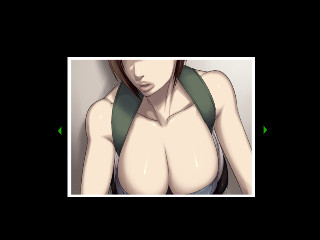 sawao, jill valentine, capcom, resident evil, resident evil 3: nemesis, 1girl, breasts, brown hair, cleavage, close-up, collarbone, downblouse, faceless, female focus, large breasts, lips, lipstick, makeup, no bra, open mouth, photo (object), short hair, solo, strapless, tube top