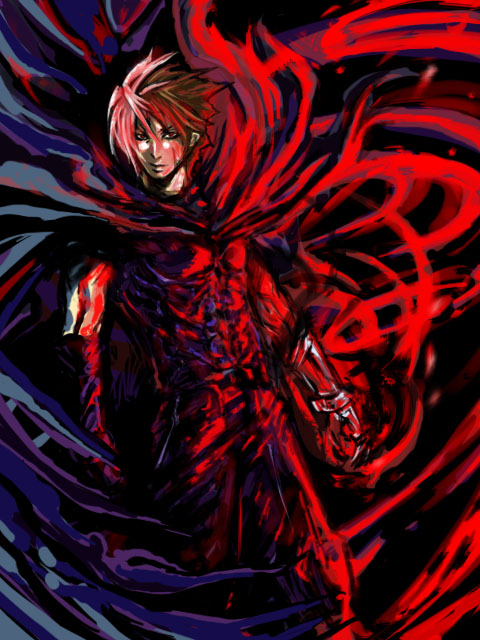 niko (conidia), nameless, nameless (kof), snk, the king of fighters, bad id, bad pixiv id, 1boy, blonde hair, male focus, multicolored hair, solo, split-color hair