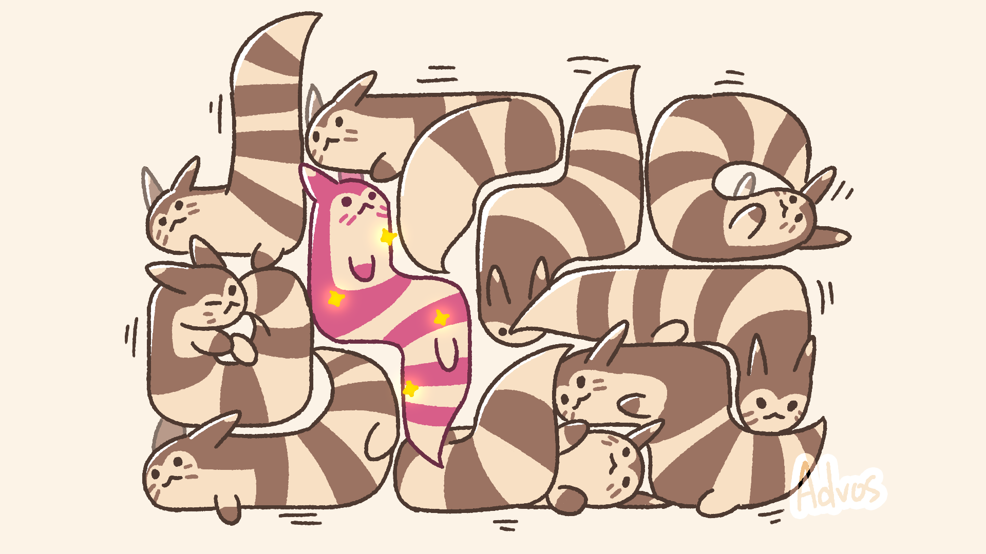 advos, furret, nintendo, pokemon, tetris, commentary request, highres, :<, alternate color, closed mouth, gen 2 pokemon, no humans, pokemon (creature), pokemon focus, shiny and normal, shiny pokemon, simple background, sparkle, white background