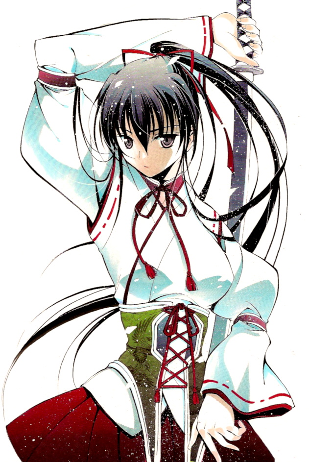 moonsorrow, original, bad id, bad pixiv id, black hair, hair ribbon, japanese clothes, katana, ponytail, ribbon, solo, sword, weapon