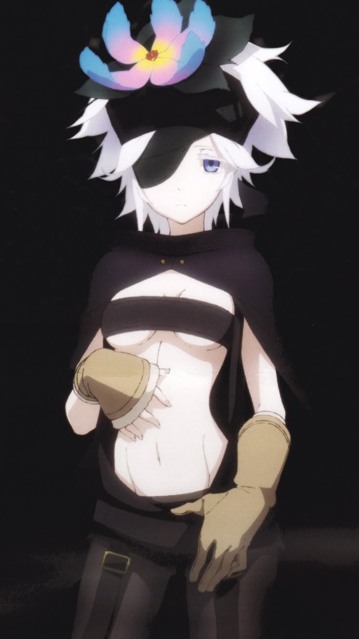 flamie speeddraw, rokka no yuusha, official art, source request, tagme, 1girl, breasts, cape, expressionless, eyepatch, navel, pants, toned, underboob