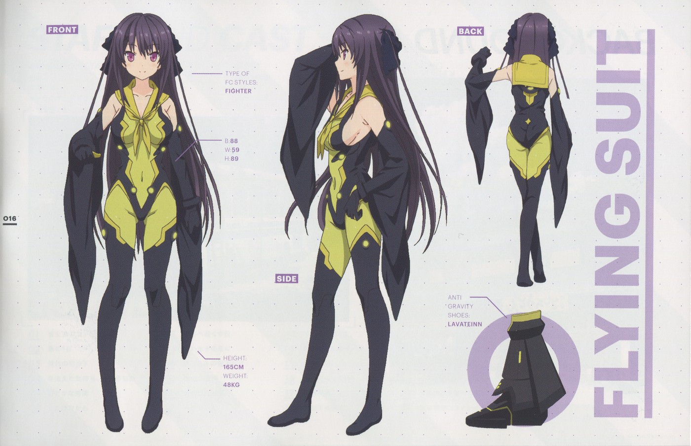 tobisawa misaki, ao no kanata no four rhythm, official art, source request, tagme, 1girl, ass, black hair, bodysuit