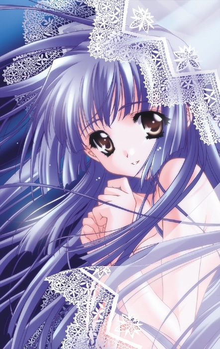 brown eyes, dress, gown, holding hands, long hair, purple hair, smile