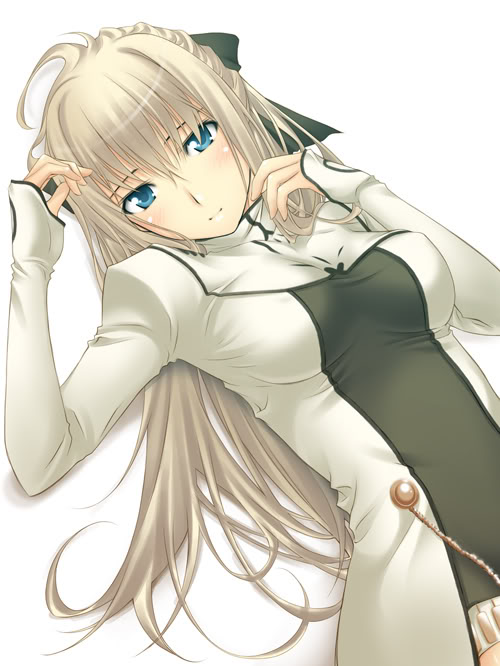 big wednesday, cyril, shining (series), shining force exa, tagme, blonde hair, blue eyes, blush, bow, hair bow, long hair, lying