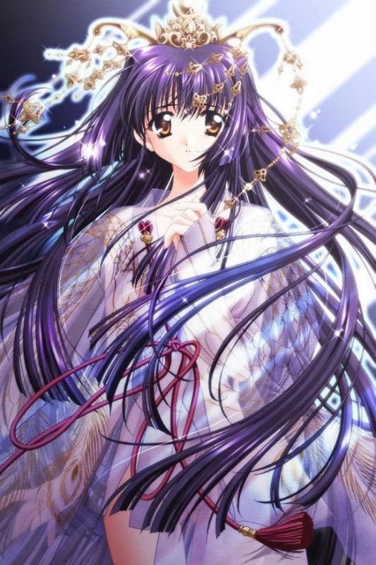 tagme, brown eyes, long hair, purple hair