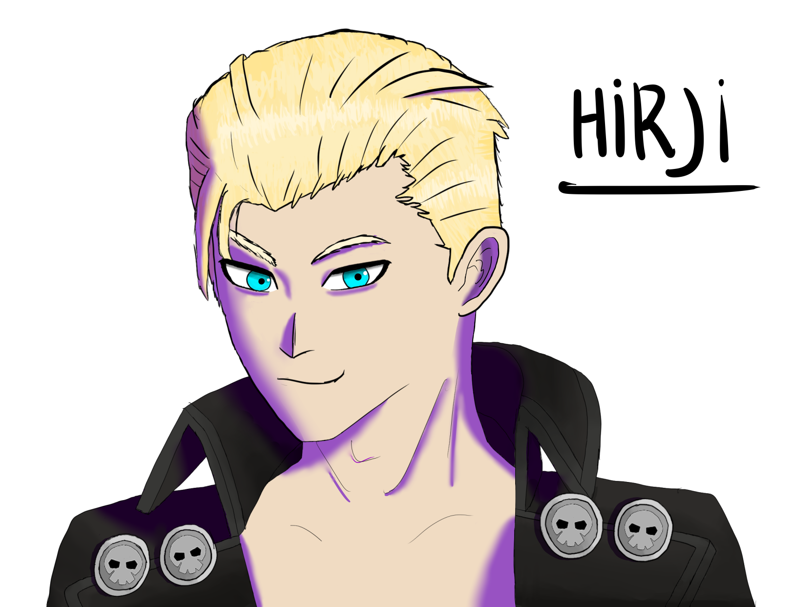 johnny (guilty gear), guilty gear, guilty gear strive, highres, self-upload, 1boy, artist name, blonde hair, blue eyes, hirji, male focus, simple background, solo, white background