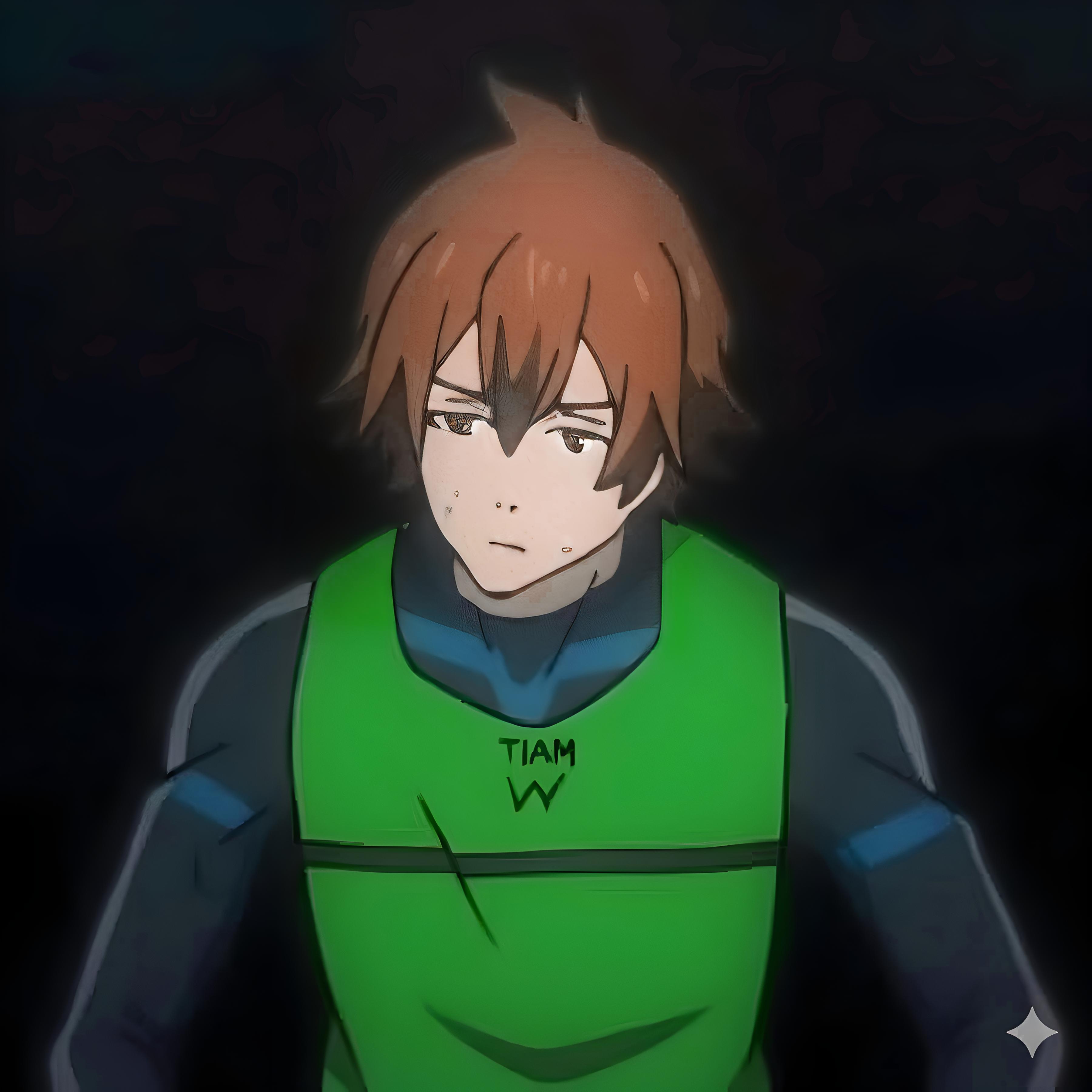 blue lock, absurdres, highres, 1boy, black background, brown hair, green shirt, isezaki takuma, looking to the side, medium hair, shirt