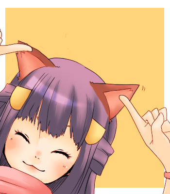 hagino aki, dawn (pokemon), nintendo, pokemon, lowres, 1girl, :3, animal ears, cat ears, cat girl, closed eyes, female focus, purple hair, solo