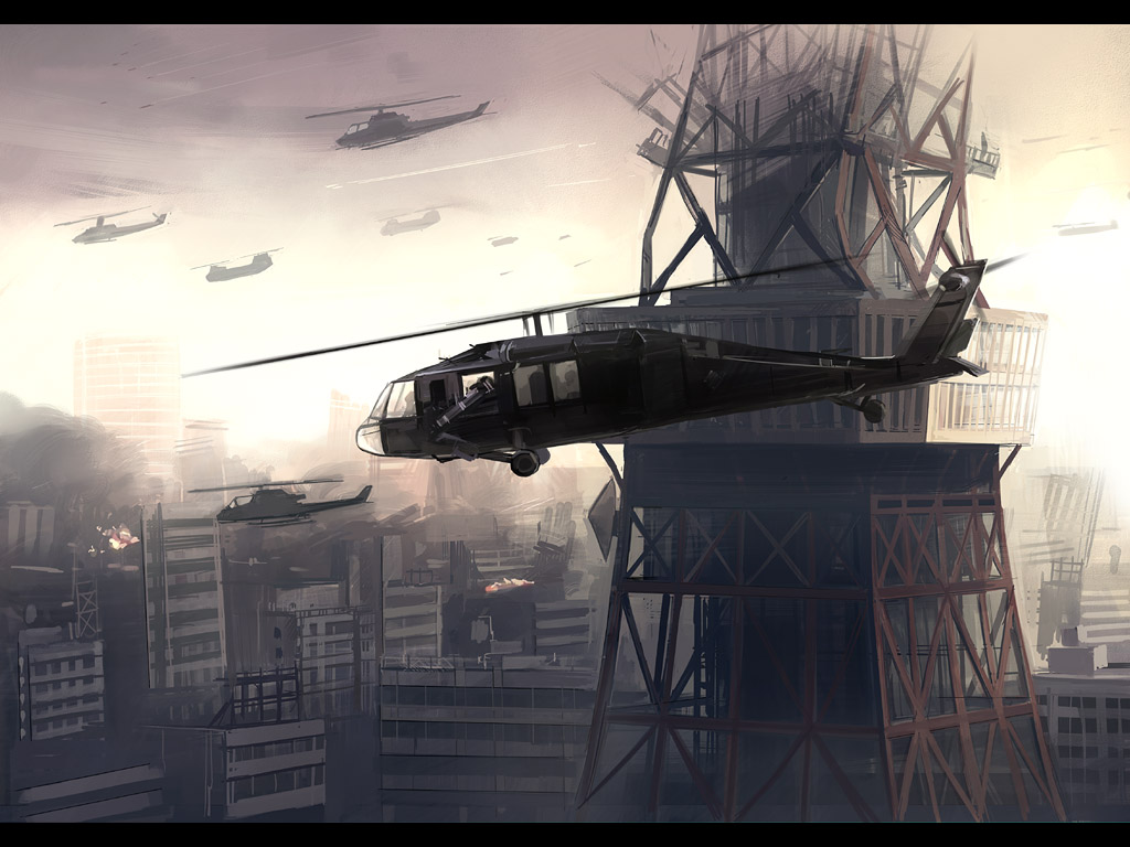 seo tatsuya, ch-47 chinook, uh-60 blackhawk, boeing, boeing defense, space & security, original, ah-1 cobra, aircraft, attack helicopter, city, helicopter, letterboxed, military vehicle, no humans, sky, tower