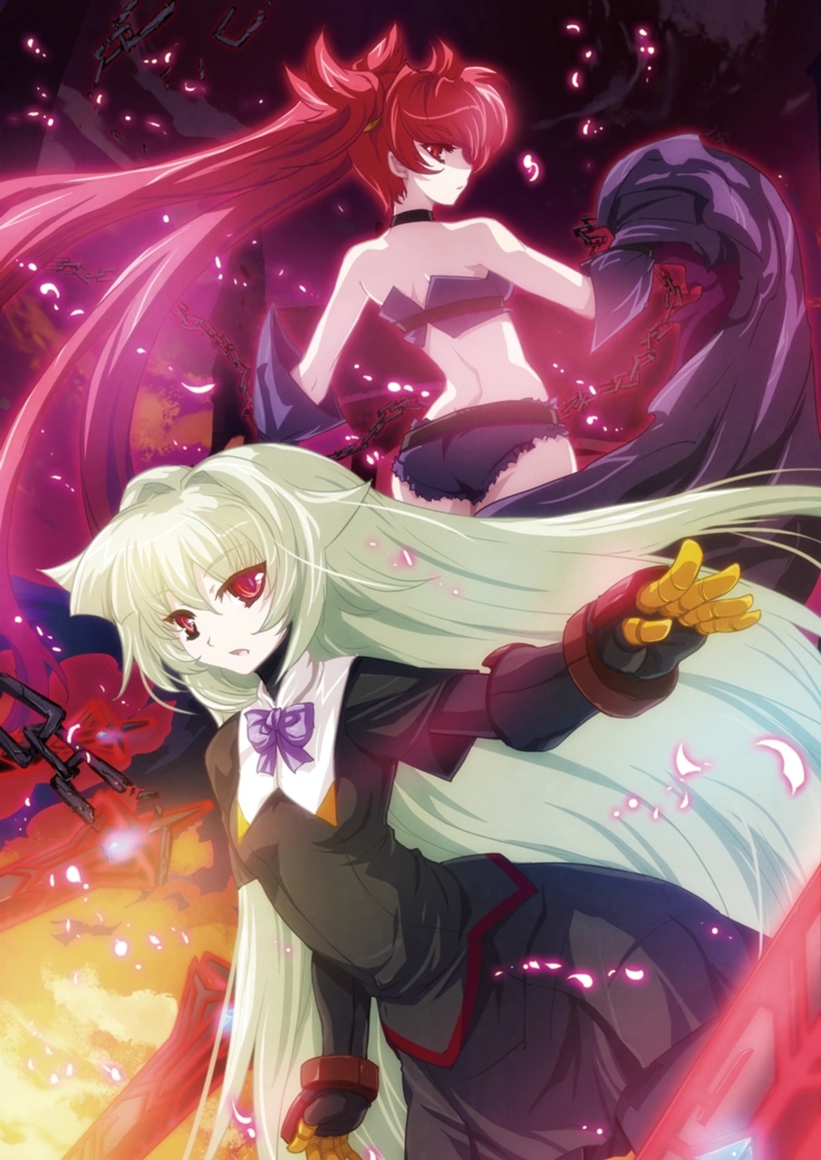 scharlachrot, weiss (arcana heart), arcana heart, arcana heart 3, highres, official art, source request, tagme, 2girls, ass, expressionless, multiple girls