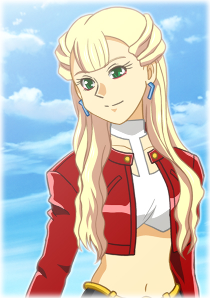 fumihirogezuki, commentary request, 1girl, blonde hair, blue sky, bullet/bullet, cloud, day, green eyes, jacket, long hair, long sleeves, looking to the side, navel, noah (bullet/bullet), outdoors, red jacket, sky, solo, stomach