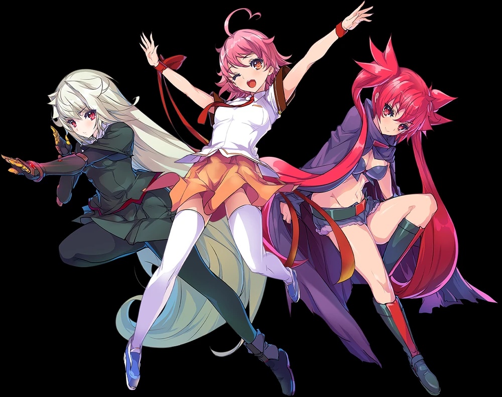 akaga hirotaka, scharlachrot, arcana heart, arcana heart 3, character request, source request, tagme, 3girls, lowleg, multiple girls