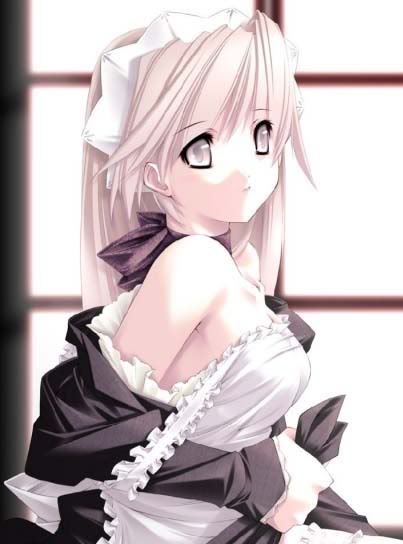 tagme, blonde hair, choker, long hair, maid