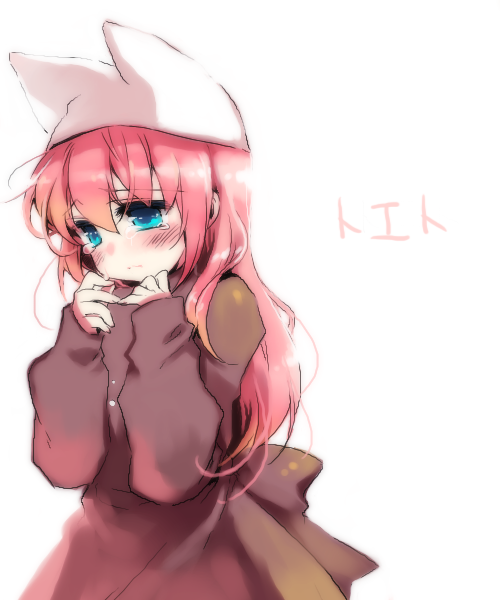 manle, megurine luka, megurine luka (toeto), toeto (vocaloid), vocaloid, bad id, bad pixiv id, animal hat, cat hat, hat, solo, tears