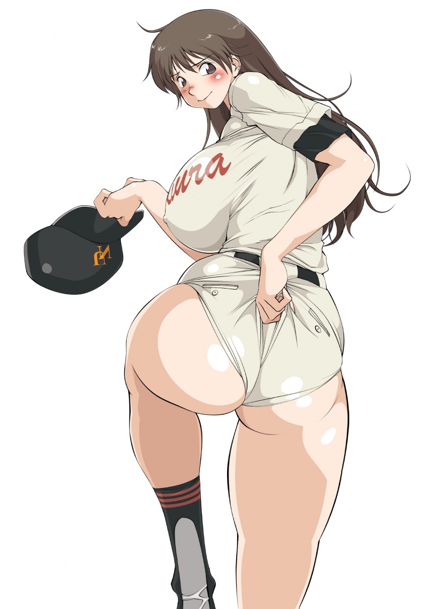 momoe maria, ookiku furikabutte, highres, ass, blush, breasts, covered erect nipples, huge breasts, wedgie