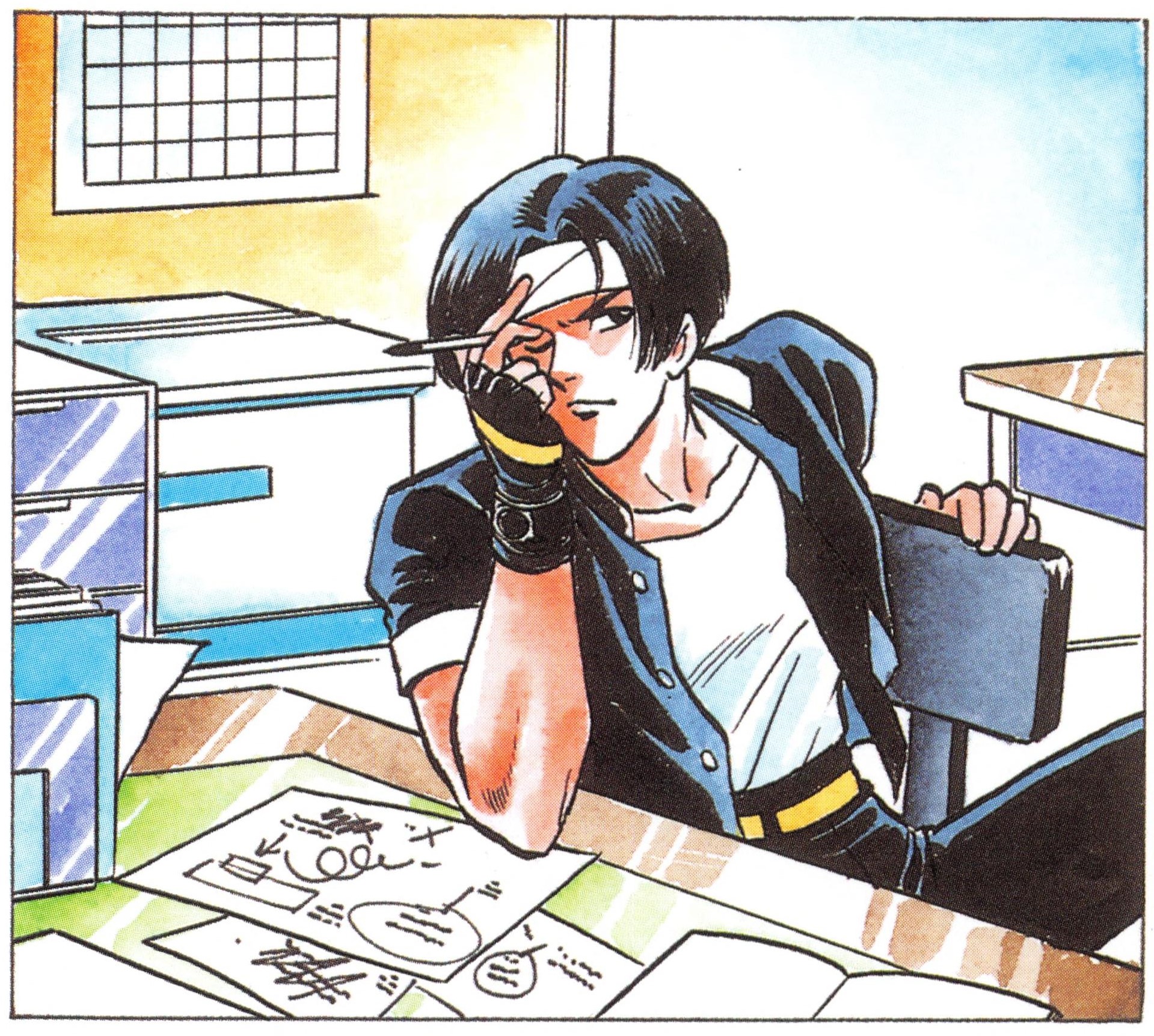 kusanagi kyou, the king of fighters, highres, tagme, 1boy, kyo kusanagi, male focus, male hand