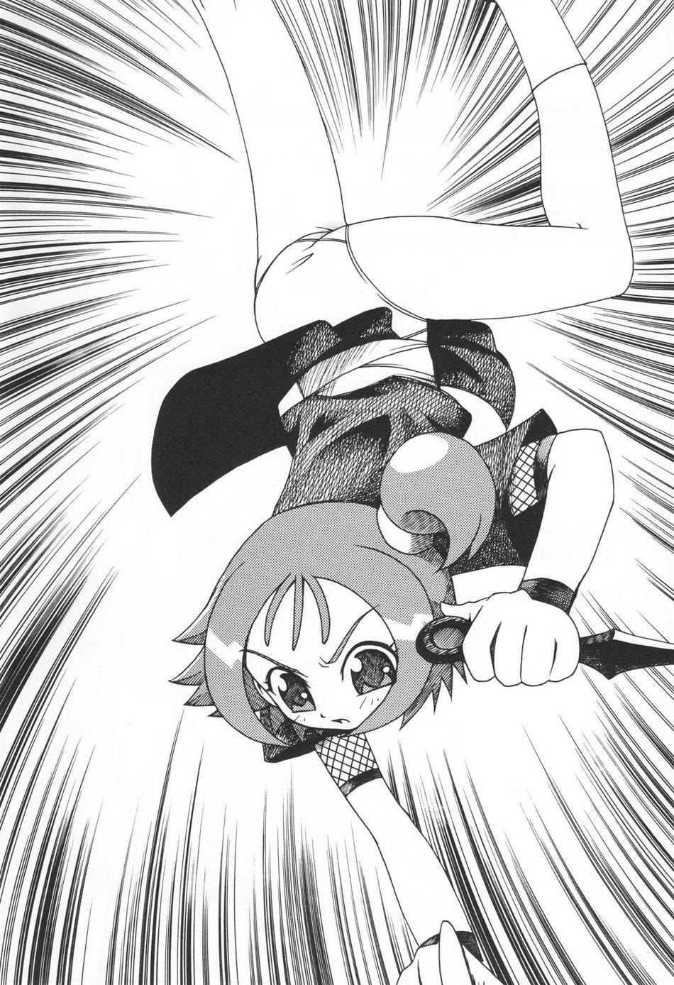 segawa onpu, ojamajo doremi, highres, tagme, monochrome, ninja