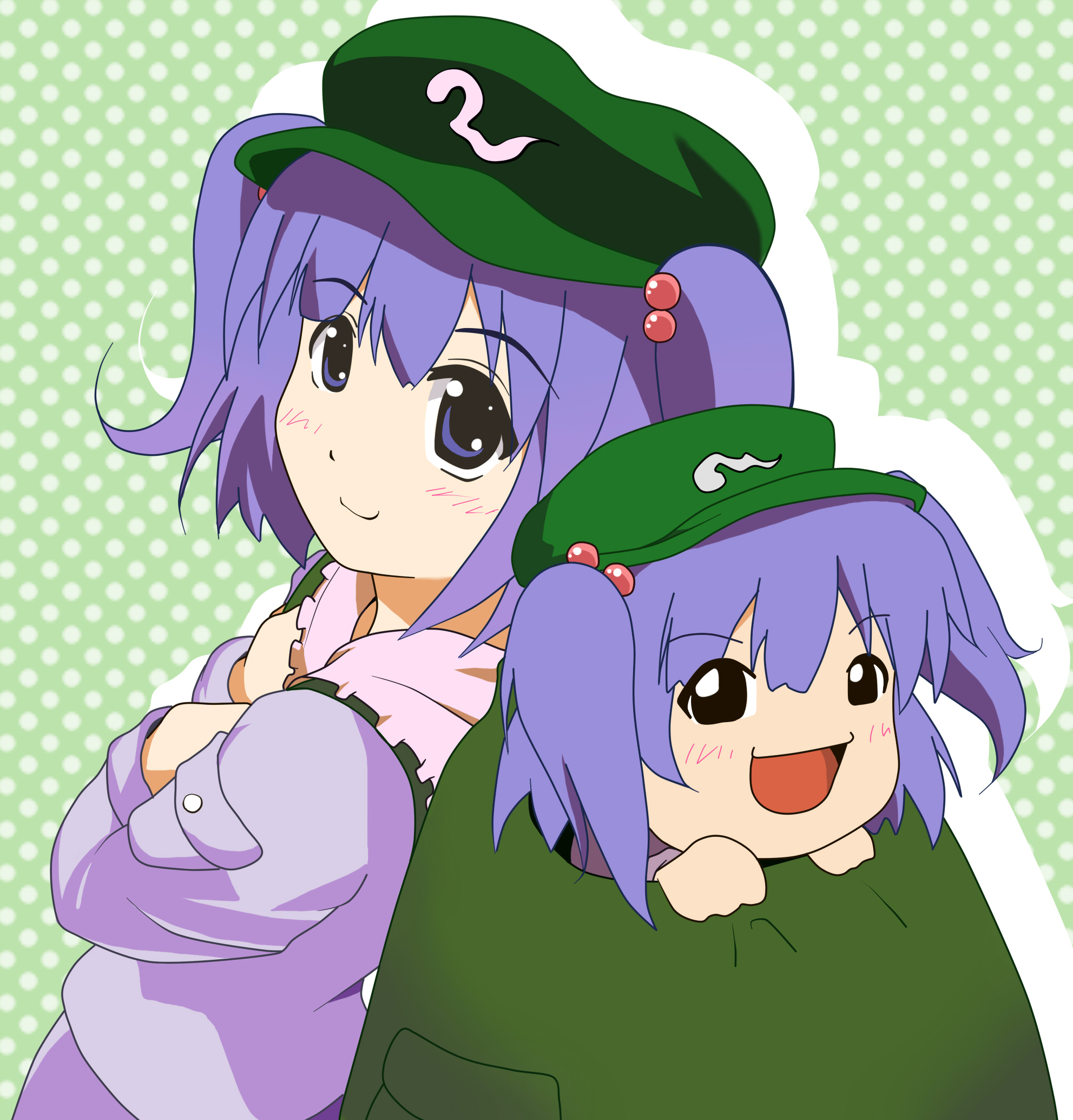 ijjapan2, pman (kazumi), kawashiro nitori, touhou, highres, 1girl, backpack, bag, blue eyes, blue hair, female focus, hair bobbles, hair ornament, hat, randoseru, short hair, twintails, two side up, yukkuri shiteitte ne