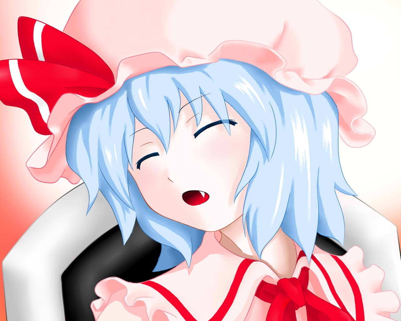 kentairui, remilia scarlet, touhou, bad id, bad pixiv id, 1girl, closed eyes, fang, female focus, open mouth, sleeping, solo