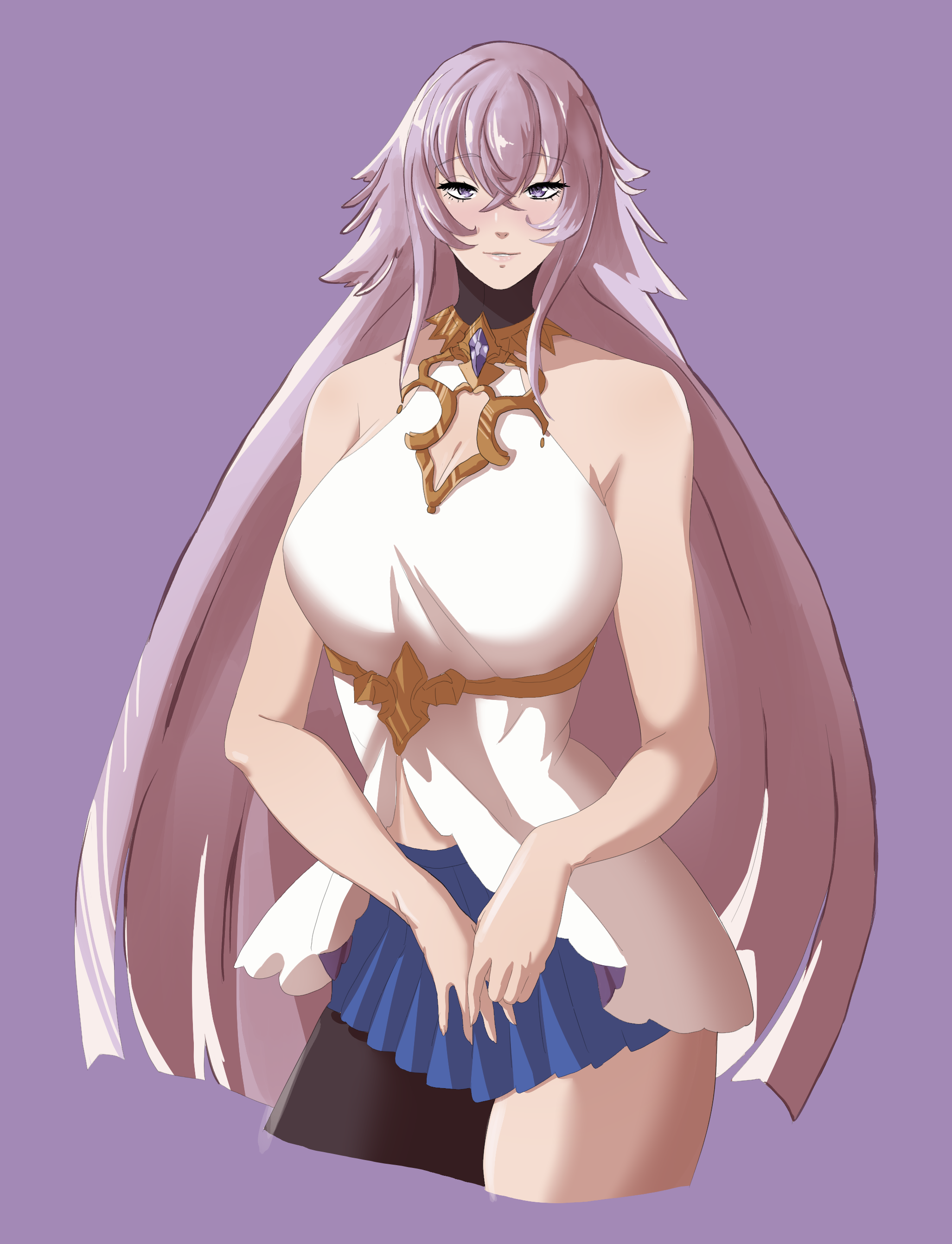 puffycrow, magic mirror (grimms notes), grimms notes, absurdres, highres, 1girl, breasts, huge breasts, long hair, purple hair, solo