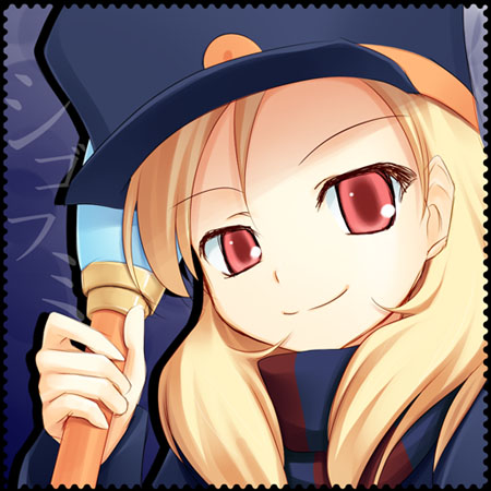 yuku (kiollion), chiaki (shigofumi), matoma, mediaworks, shigofumi, lowres, 00s, 1girl, blonde hair, female focus, hat, red eyes, smile, solo