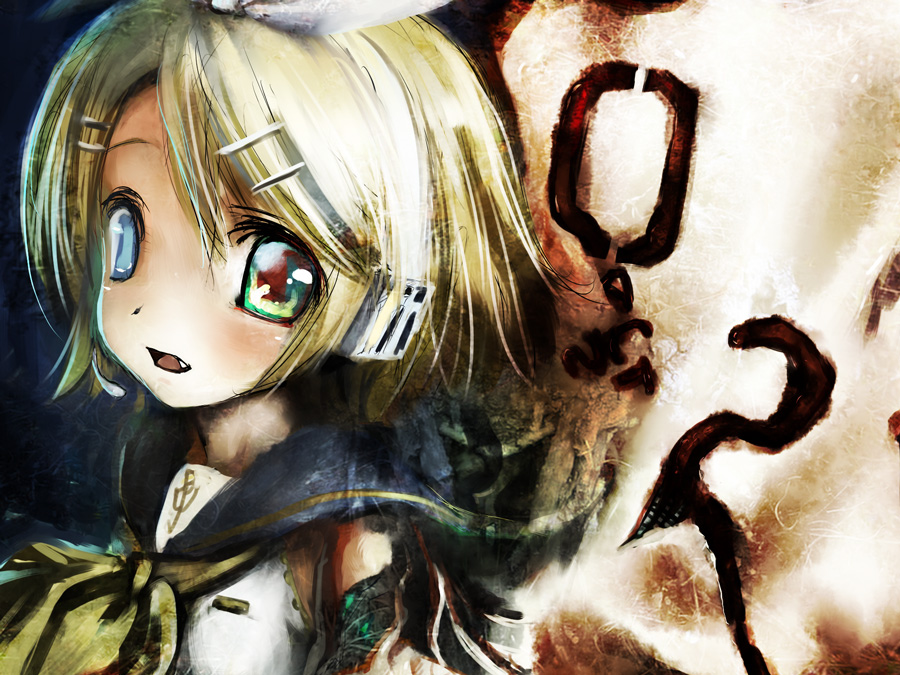 broiler, kagamine rin, vocaloid, blonde hair, hair ornament, hairclip, ribbon, short hair, solo