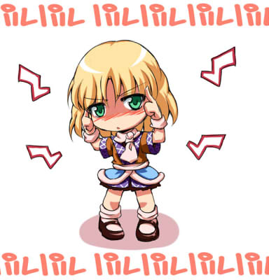 fechirin, mizuhashi parsee, touhou, lowres, 1girl, blonde hair, chibi, female focus, full body, green eyes, solo, standing