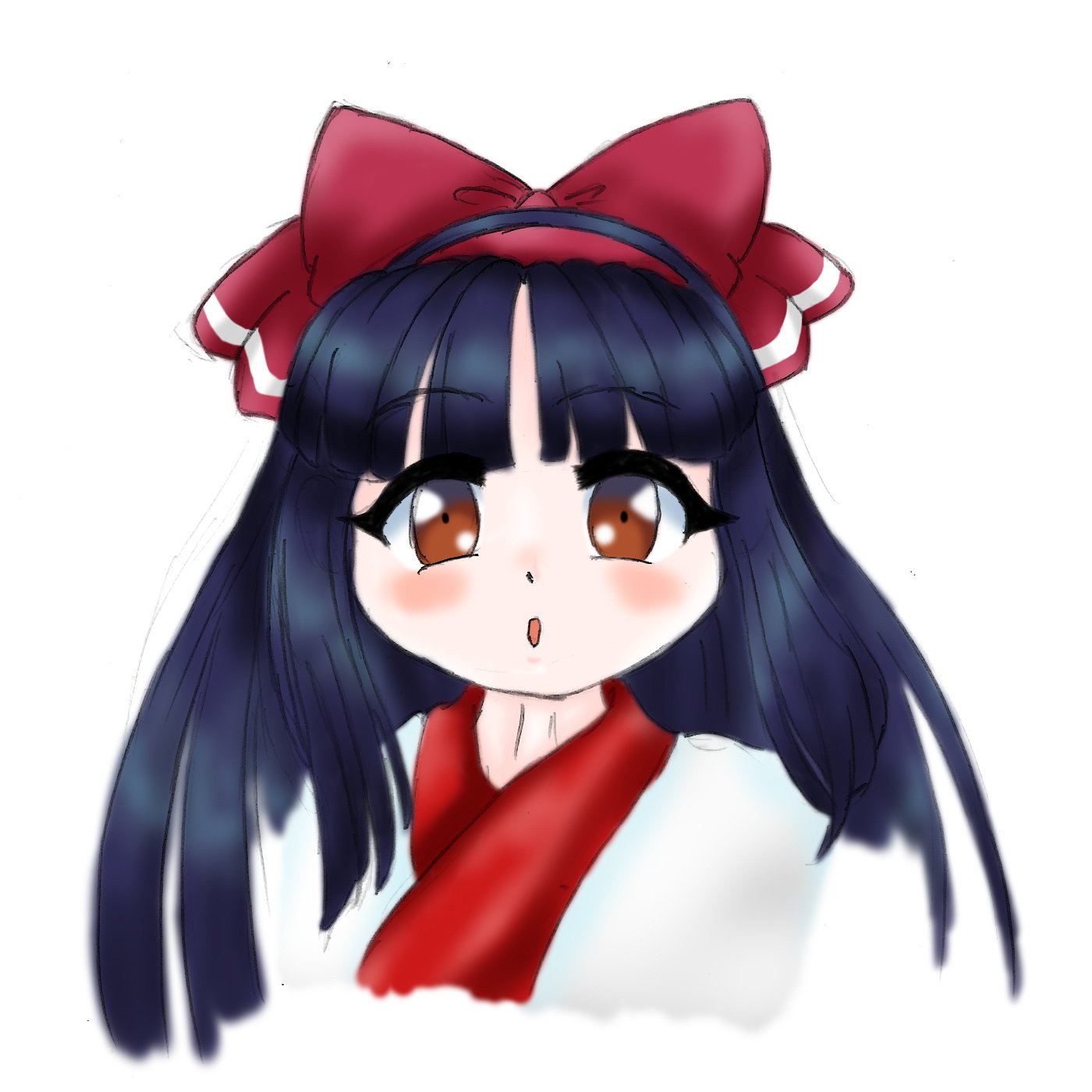 nakoruru, samurai spirits, snk, the king of fighters, highres, 1girl, ainu clothes, blue hair, blush, brown eyes, hair ribbon, long hair, looking at viewer, open mouth, ribbon, solo