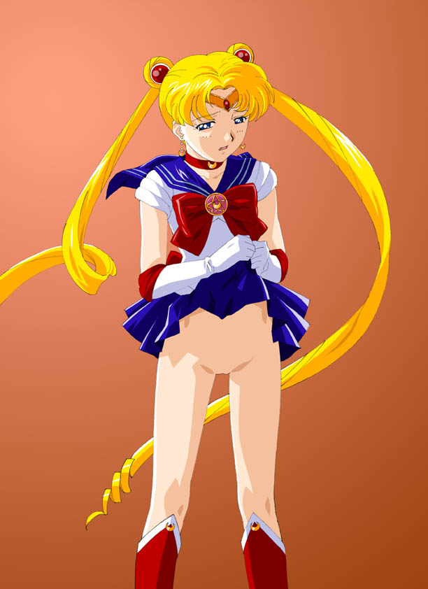 matsu shuuichi, sailor moon, tsukino usagi, bishoujo senshi sailor moon, tagme, 1990s (style), clothes lift, no panties, retro artstyle, skirt, skirt lift