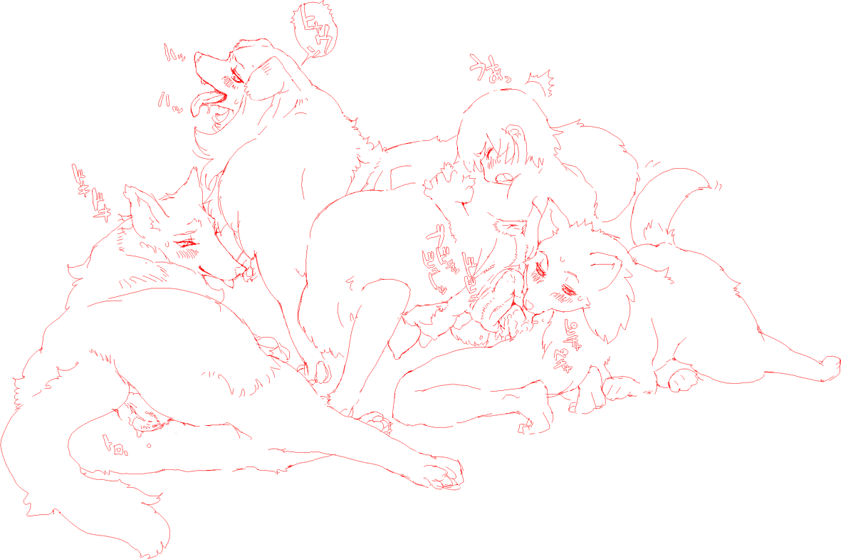 nezunezu, 1boy, bestiality, blush, dog, licking, male focus, monochrome, pussy juice, saliva, sex, shota, solo, tongue