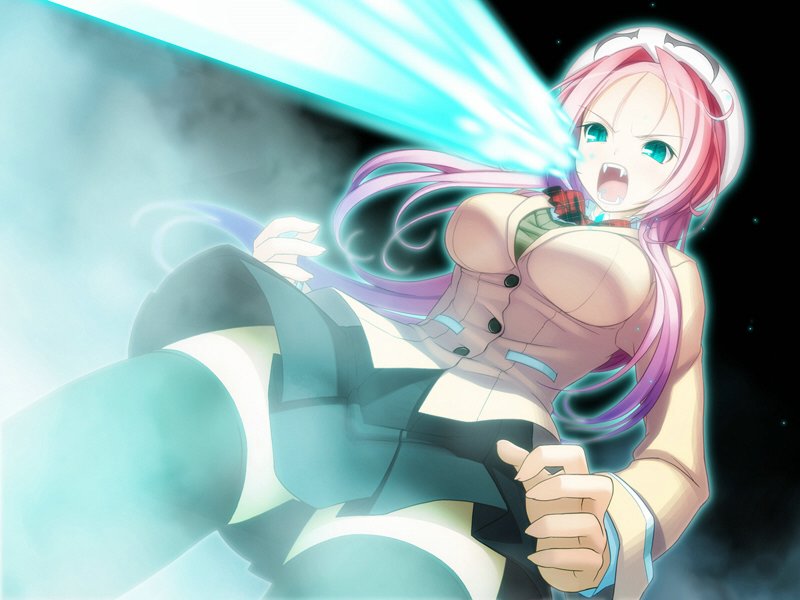 dra+koi, nitroplus, tagme, 1girl, breasts, female focus, large breasts, pink hair, solo