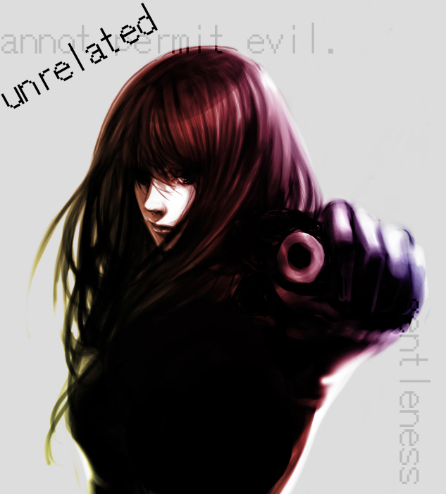 chiyo (rotsurechiriha), misora naomi, death note, 00s, 1girl, black hair, female focus, gloves, gun, lips, long hair, solo, weapon