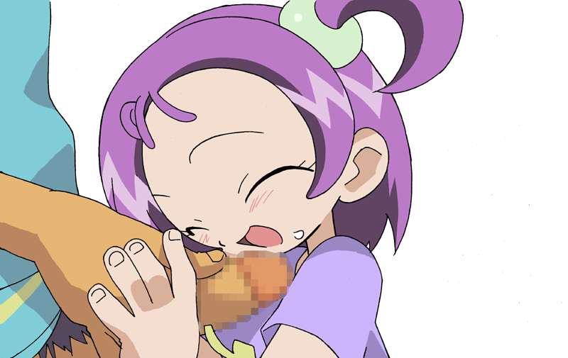 segawa onpu, ojamajo doremi, blush, loli, penis, purple hair, smile
