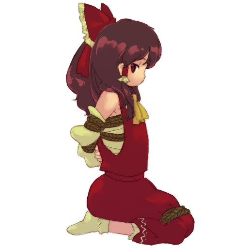 mow (momom), hakurei reimu, touhou, 1girl, bdsm, bondage, bound, female focus, rope, sarashi, solo