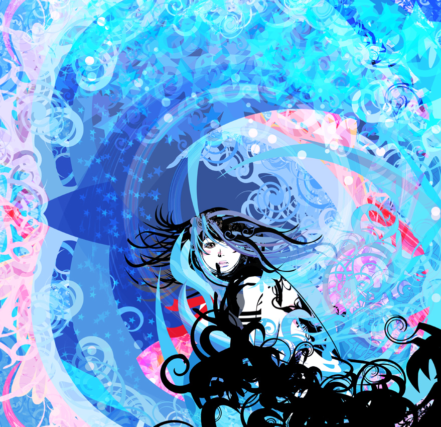 kazaana, original, tagme, abstract, brown eyes, long hair, psychedelic, solo