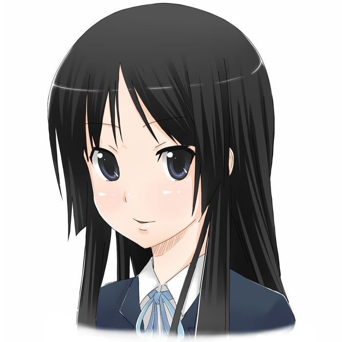 aoinagi, akiyama mio, k-on!, 00s, 1girl, black hair, blue eyes, female focus, portrait, school uniform, solo