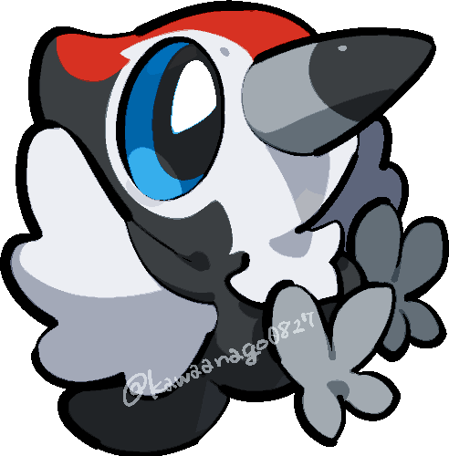 kawaanago, pikipek, nintendo, pokemon, lowres, animal focus, bird, chibi, chibi only, full body, gen 7 pokemon, no humans, pokemon (creature), pokemon focus, solo, transparent background, twitter username