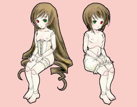 souseiseki, suiseiseki, rozen maiden, lowres, 00s, brown hair, doll, doll joints, joints, long hair, short hair