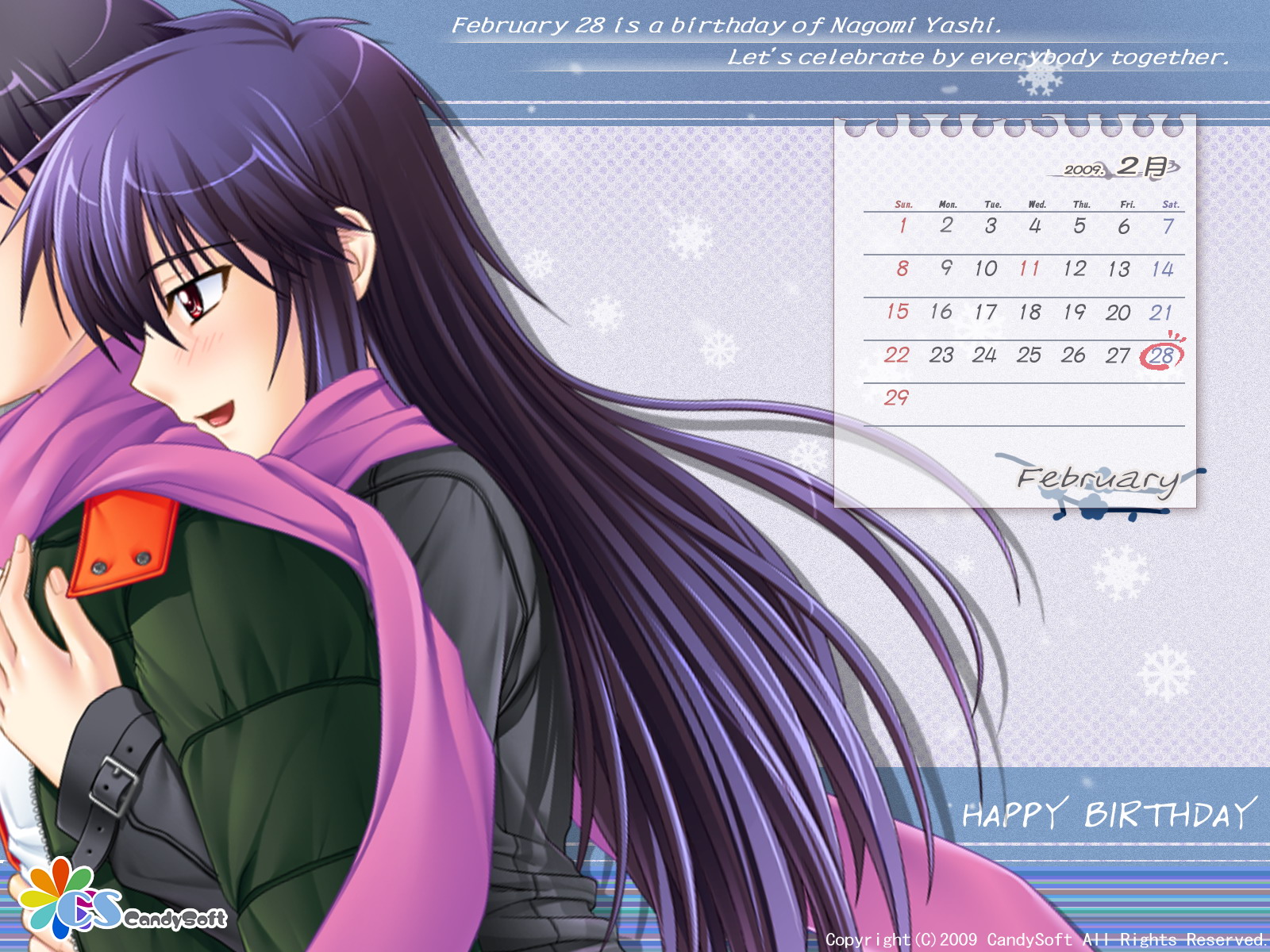 mahiro takeumi, yashi nagomi, tsuyokiss, highres, 1boy, 1girl, black hair, calendar, hetero, hug, long hair, red eyes, scarf